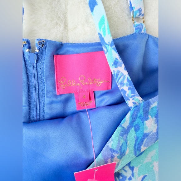 Lilly Pulitzer Blue Green Floral Dress Romper Size 4 NWT - Picture 8 of 8